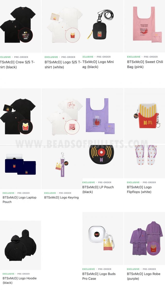 BTS x McD Official Merchandise - BEADSOFBULLETS