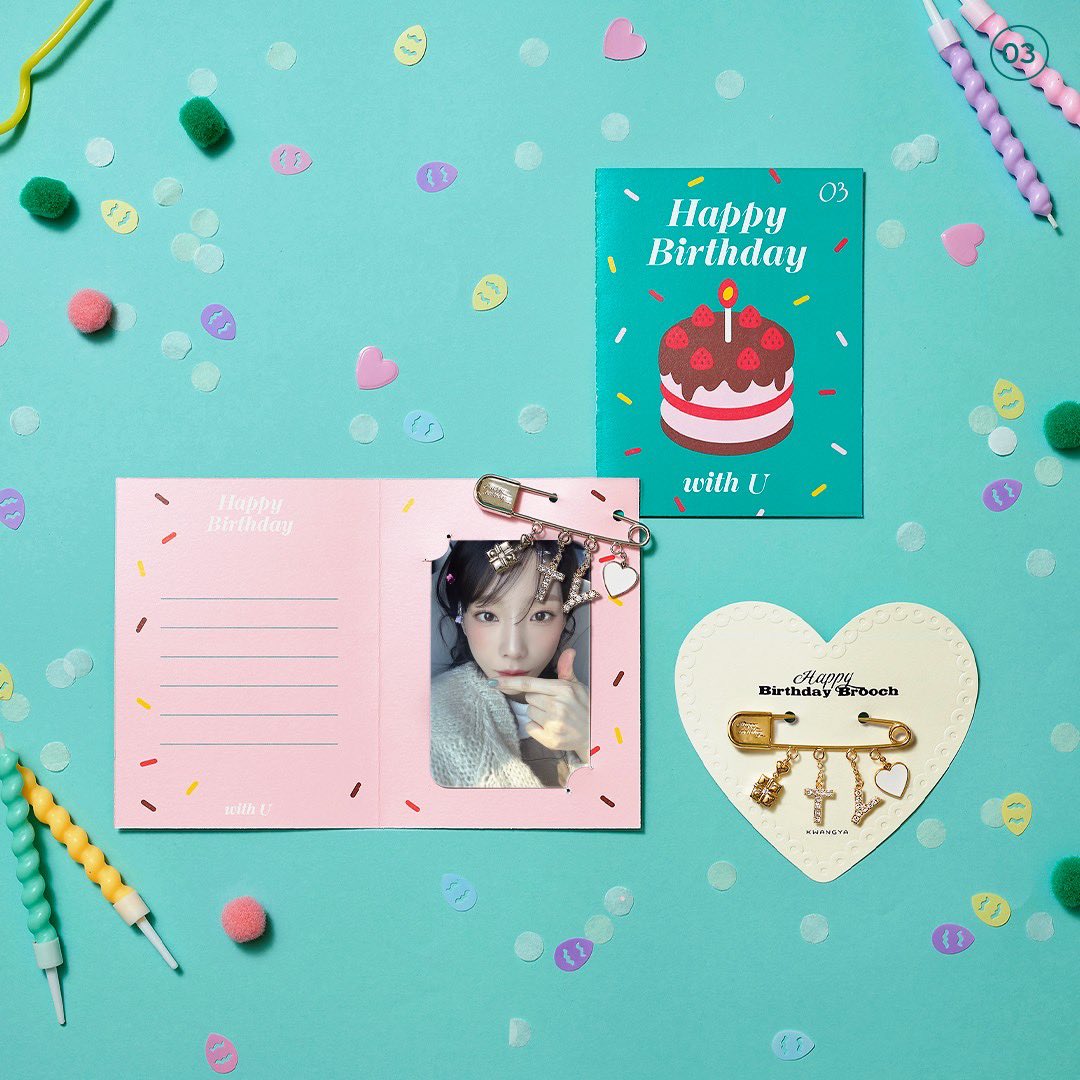 GIRLS' GENERATION TAEYEON BIRTHDAY BROOCH & BIRTHDAY CARD - BEADSOFBULLETS